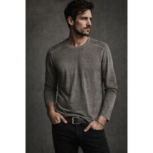 John Varvatos Star USA Gray Long Sleeve T Shirt Tee Top  Mens Size Medium